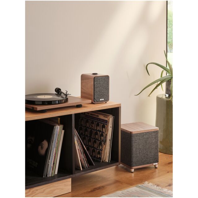 Ruark RS1 Subwoofer Rich Walnut Veneer With Slate Grey Fabric Grille