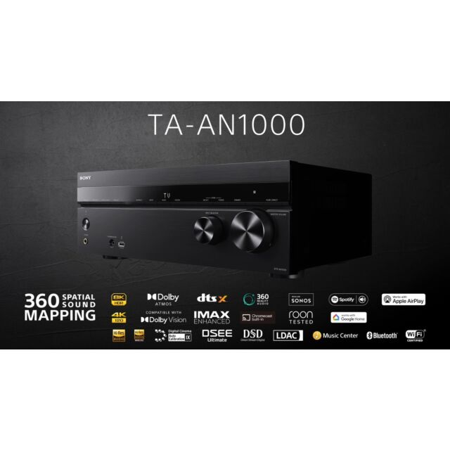 Sony TA-AN1000 7.2 Channel 8K Dolby Atmos & DTS:X AV Amplifier in Black