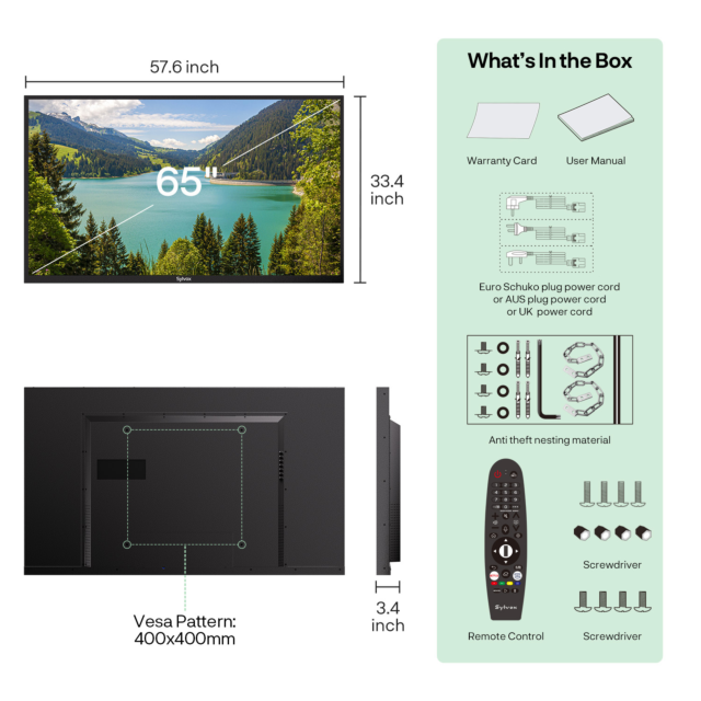 Sylvox OT65B1K4GC 65inch Partial Sun Outdoor TV