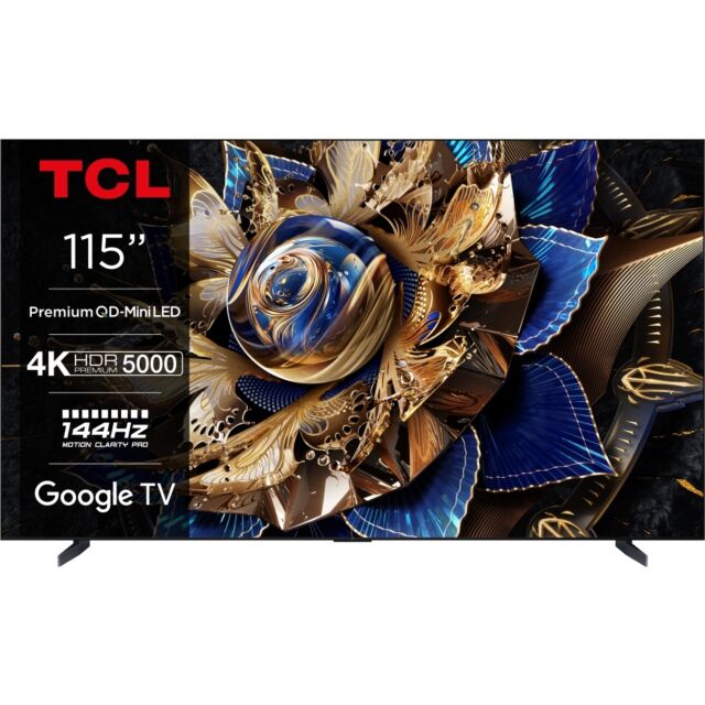 TCL 115X955K 115inch QLED 4K TV - Brushed titanium metal front