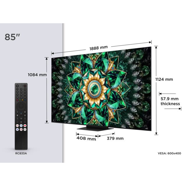 TCL 85Q7C-UK 85inch 4K QD-Mini LED UHD Smart Google TV