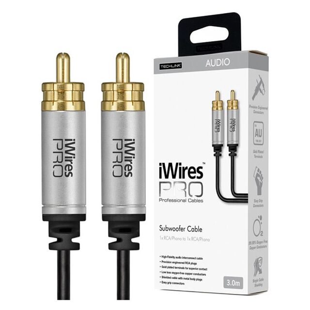 Techlink 711053 iWires Subwoofer Cable 1 x RCA to 1 x RCA - 3m