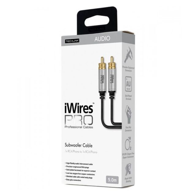 Techlink 711055 iWires Subwoofer Cable 1 x RCA to 1 x RCA - 5m