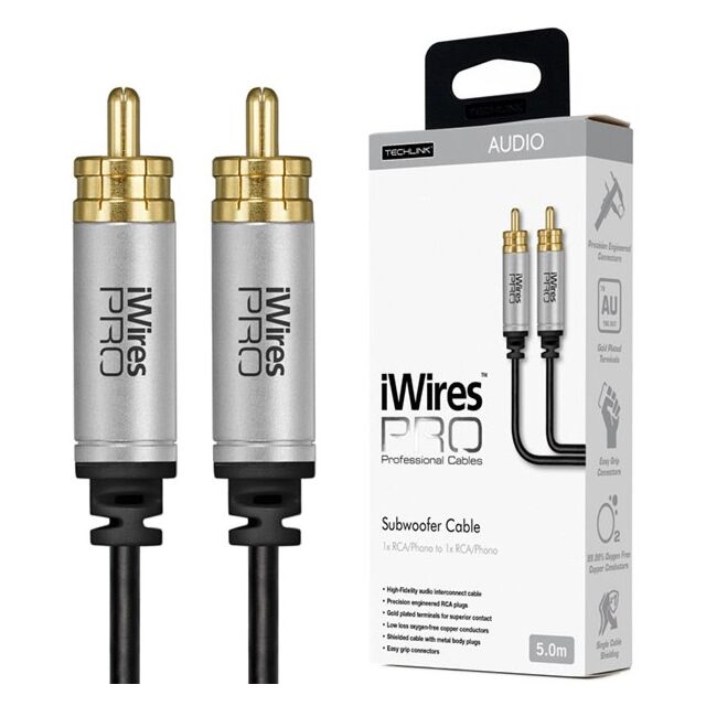Techlink 711055 iWires Subwoofer Cable 1 x RCA to 1 x RCA - 5m