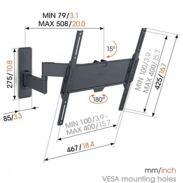 Vogels TVM1445 Quick Series Display Wall Mount, 32-65inch, Turn - Double Arm