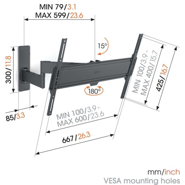 Vogels TVM1645 Quick Series Display Wall Mount, 40-77inch, Turn - Double Arm