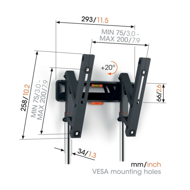 Vogels TVM3215 Comfort Series Display Wall Mount, 19-43inch, Tilt