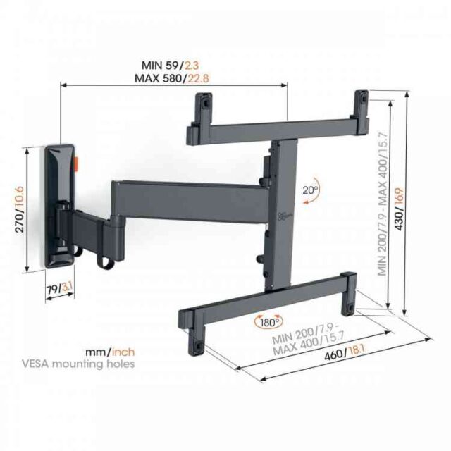 Vogels TVM3465 Comfort Series Display Wall Mount (Ideal For Oled), 32-65inch, Turn - Double Arm