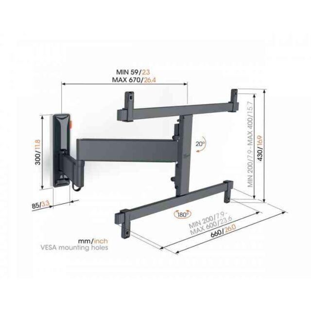 Vogels TVM3665 Comfort Series Display Wall Mount (Ideal For Oled), 40-77inch, Turn - Double Arm