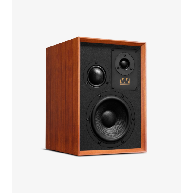 Wharfedale Super Denton 3 way compact Standsmount Speaker Mahogany Red