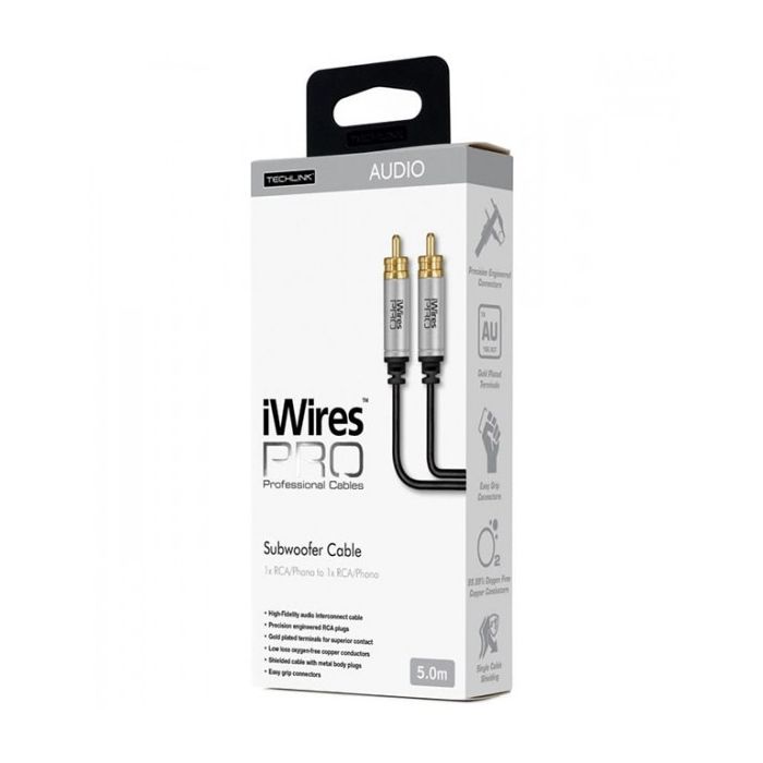 Techlink 711055 iWires Subwoofer Cable 1 x RCA to 1 x RCA - 5m