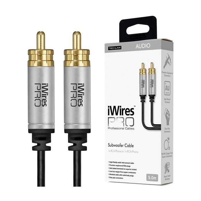 Techlink 711055 iWires Subwoofer Cable 1 x RCA to 1 x RCA - 5m
