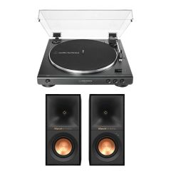 Audio Technica AT-LP60X Turntable R-40PM Speakers Pair Hi-Fi Package Black