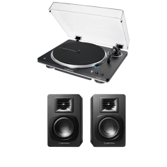 Audio-Technica AT-LP70XBT Fully Automatic Bluetooth Turntable with AT-SP3X HiFi Bookshelf Speakers Bundle
