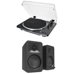 Audio-Technica AT-LP70XBT Black Fully Automatic Bluetooth Turntable with Kanto ORA 100W Powered Reference Speakers HiFi Package