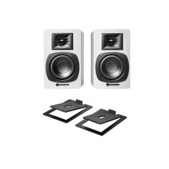 Audio Technica ATSP3XWH-ATST3 Speakers Pair White With Stands Bundle