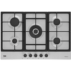 Beko HIAW75225SXE 75cm Gas Hob with Front Knob Controls - Stainless Steel