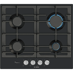 Bosch PCP6A6I90 60cm Black Gas Hob with Flame Select