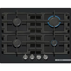 Bosch PNP6B6K40 60cm Black Gas Hob with 4 Burners