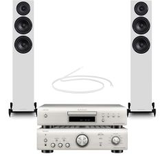 DENON PMA600NE Amp With DCD600 CD Player Silver & DIAMOND123 Floorstanders Pair Light Oak
