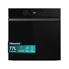 Hisense BI622ABPGUK Built In Electric Single Steam, Plug & Play Oven - Jet Black