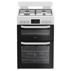 Hotpoint HTG6GDCW Gas Twin Cooker 60CM - 78L with Glass Lid