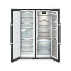 Liebherr XRFBS5295 665L Black Steel No Frost Freestanding Side by Side Fridge Freezer with Ice Maker