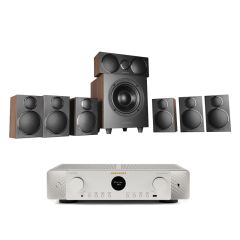 Marantz Cinema 70S Silver Gold AV Receiver & Wharfedale DX3 HCP 7.1 Speaker Package Walnut for Immersive Home Theater Experiences