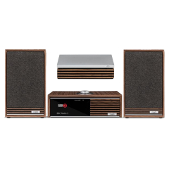 Ruark R610 and R-CD100 with Sabre-R Bookshelf Speakers – Walnut Streaming Music System