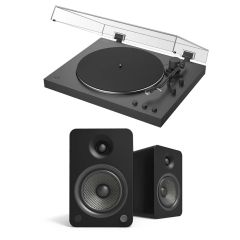 Sony PSLX3BT Fully Automatic Bluetooth Turntable With Kanto YU6 Speakers Black