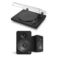 Sony PSLX5BT Fully Automatic Bluetooth Turntable With Kanto YU6 Speakers Black