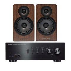 Yamaha AS501 Integrated Amplifier with Acoustic Energy AE100 MK2 Bookshelf Speakers – HiFi Stereo Package (Walnut)