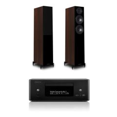 Denon RCDN12 DAB DAB+ Hi-Fi Music System Black & Wharfedale Diamond 12.3 Floor standing Speaker Pair Walnut Pearl