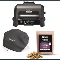 Ninja OG850 Electric BBQ Grill & Smoker with Cover and Wood Pellets Bundle