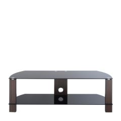 TTAP L630-1200-2WC Vision Curve TV Stand Walnut Legs Black Glass