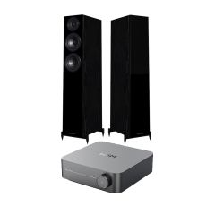 Wiim Amp Space Grey with Wharfedale Diamond 12.3 Floorstanding Speakers Pair in Black Package