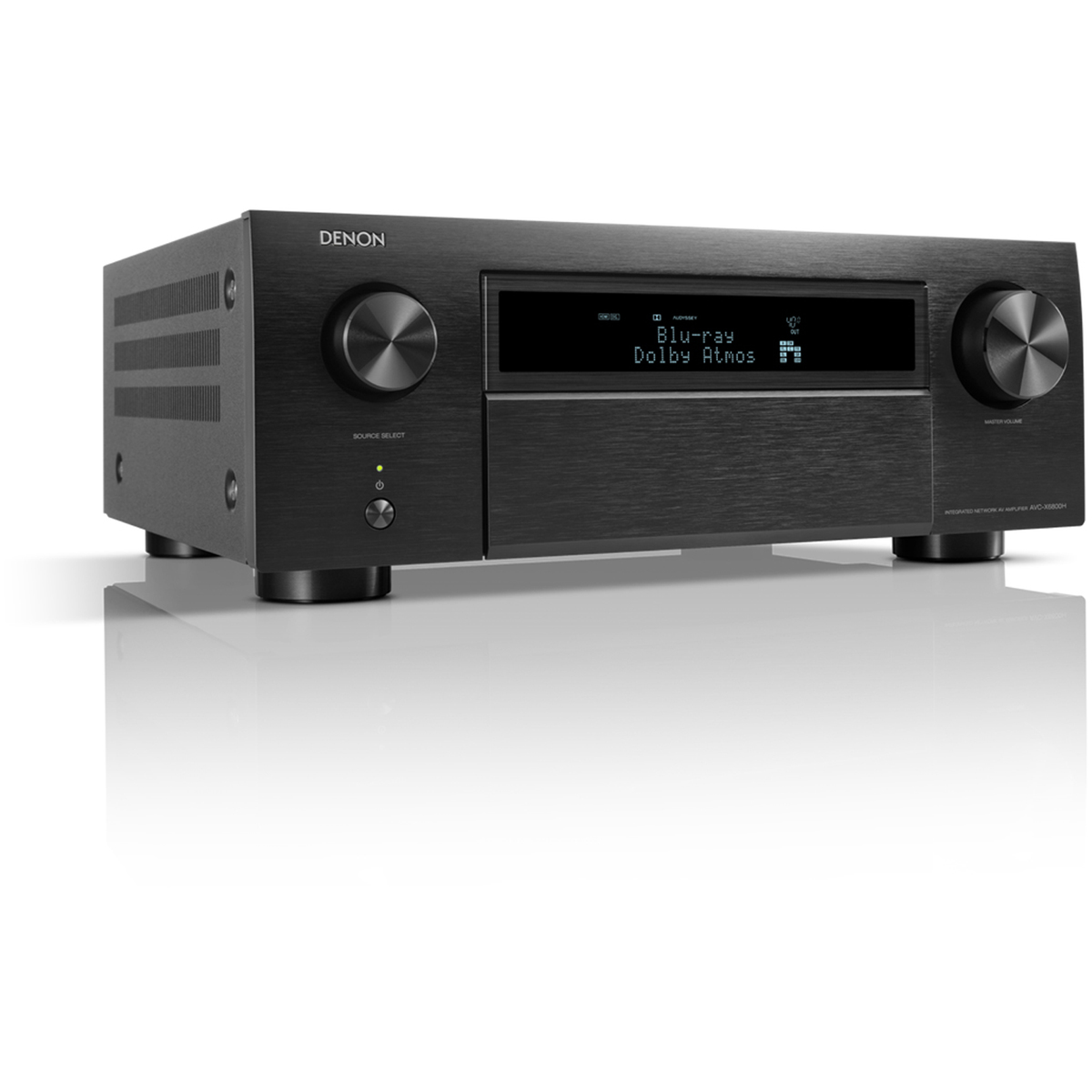 Side view of Denon AVC-X6800H 11.4-Channel 8K AV Amplifier with 3D Audio, Dolby Atmos, HEOS Built-in Black