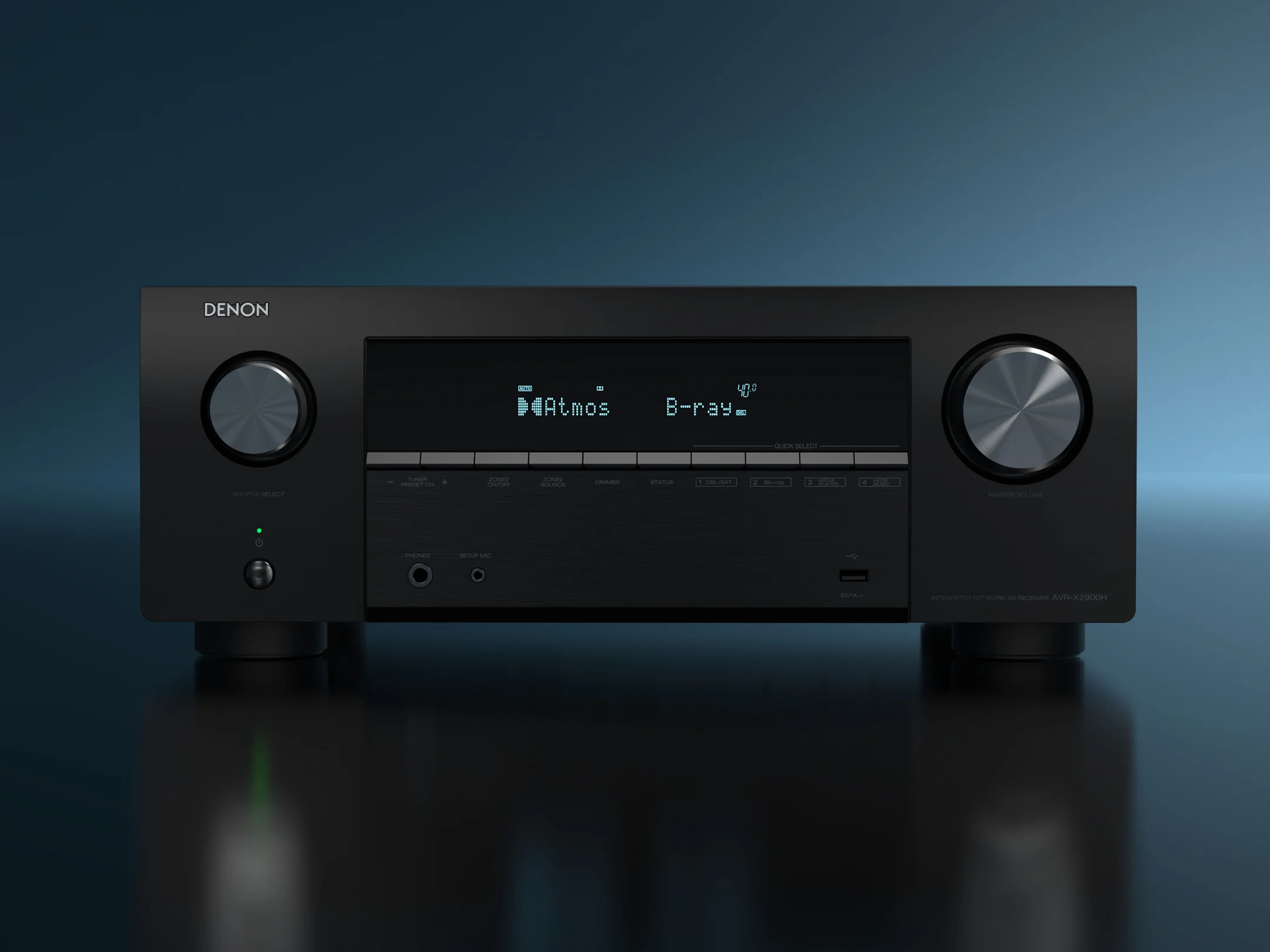 Side view of DENON AVR-X2900HD 7.2 Ch. 95W 4K/8K Dolby Atmos AV Receiver Powered by HEOS  Amplifier - Black