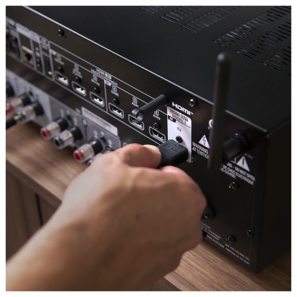 Side view of Denon DRA-900H 2.2 Ch 145W 8K Audio Video Premium Receiver with HEOS Built-in Black
