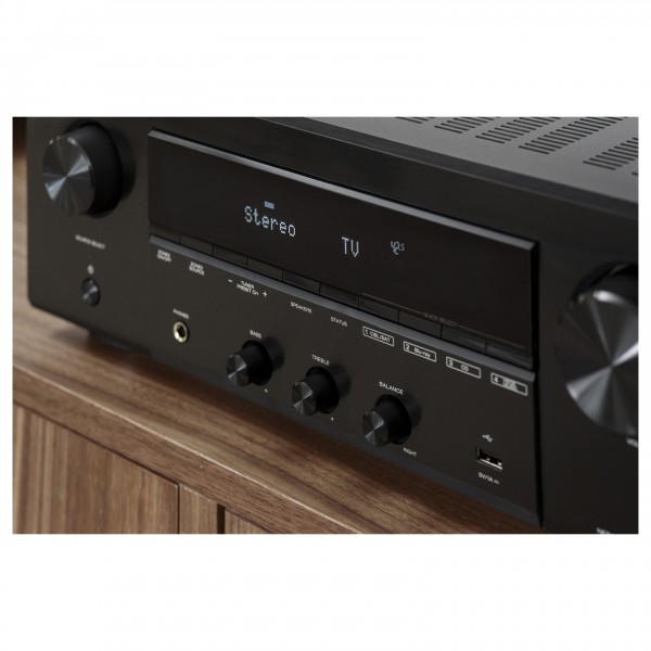 Side view of Denon DRA-900H 2.2 Ch 145W 8K Audio Video Premium Receiver with HEOS Built-in Black