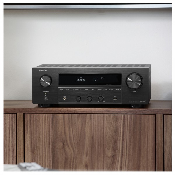 Side view of Denon DRA-900H 2.2 Ch 145W 8K Audio Video Premium Receiver with HEOS Built-in Black