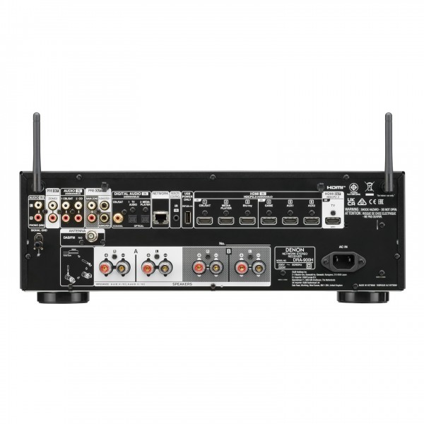 Side view of Denon DRA-900H 2.2 Ch 145W 8K Audio Video Premium Receiver with HEOS Built-in Black