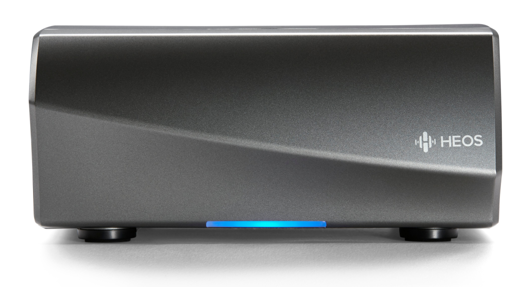Side view of Denon HEOSLINKHS2 SRE2GB Amplifier - Gunmetal Silver