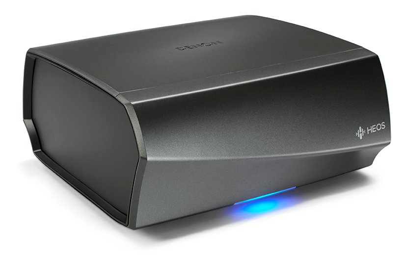 Side view of Denon HEOSLINKHS2 SRE2GB Amplifier - Gunmetal Silver