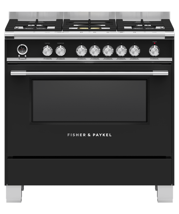 Fisher & Paykel Dual Fuel Range Cooker - 90cm - 5 Gas Burners - Black - Pyrolytic Cleaning - Image 7