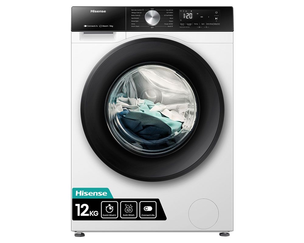 Hisense White Wf3s1243bw3 12Kg 1400 Spin, Steam Washing Machine