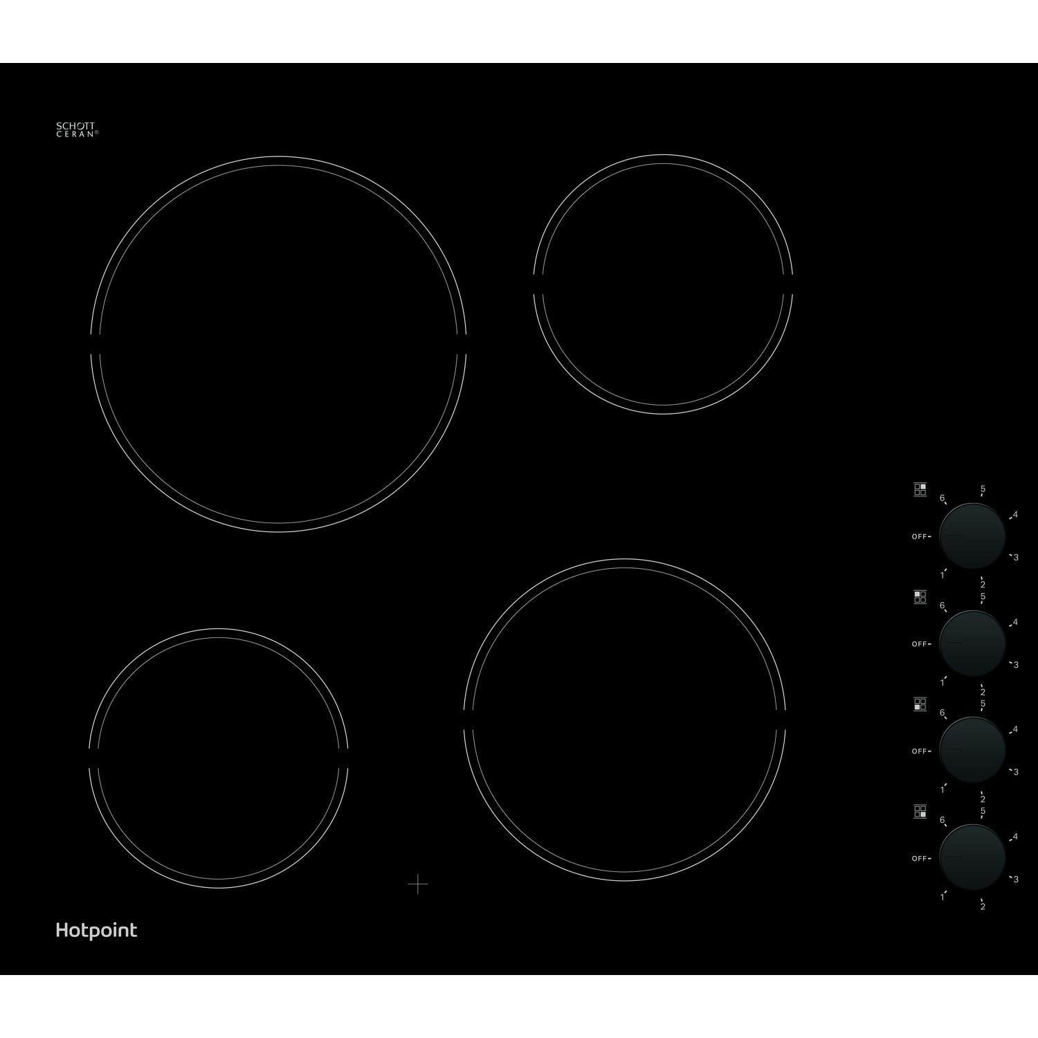 Hotpoint HR620RH 60cm Ceramic 4 Burner Hob - Black - Image 13