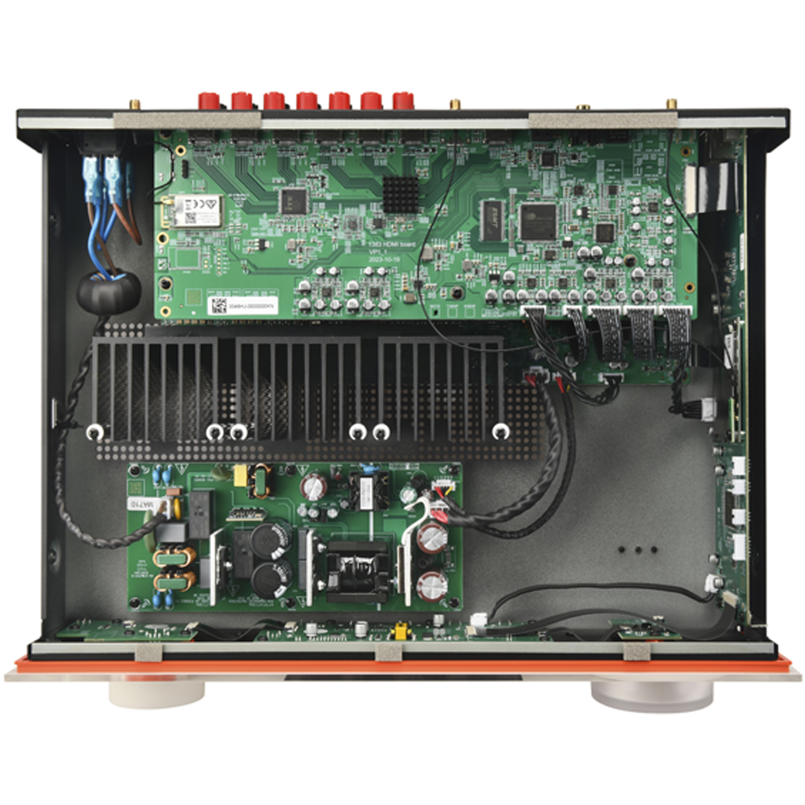 Side view of JBL MA710 7.2ch 8K AV Receiver in White