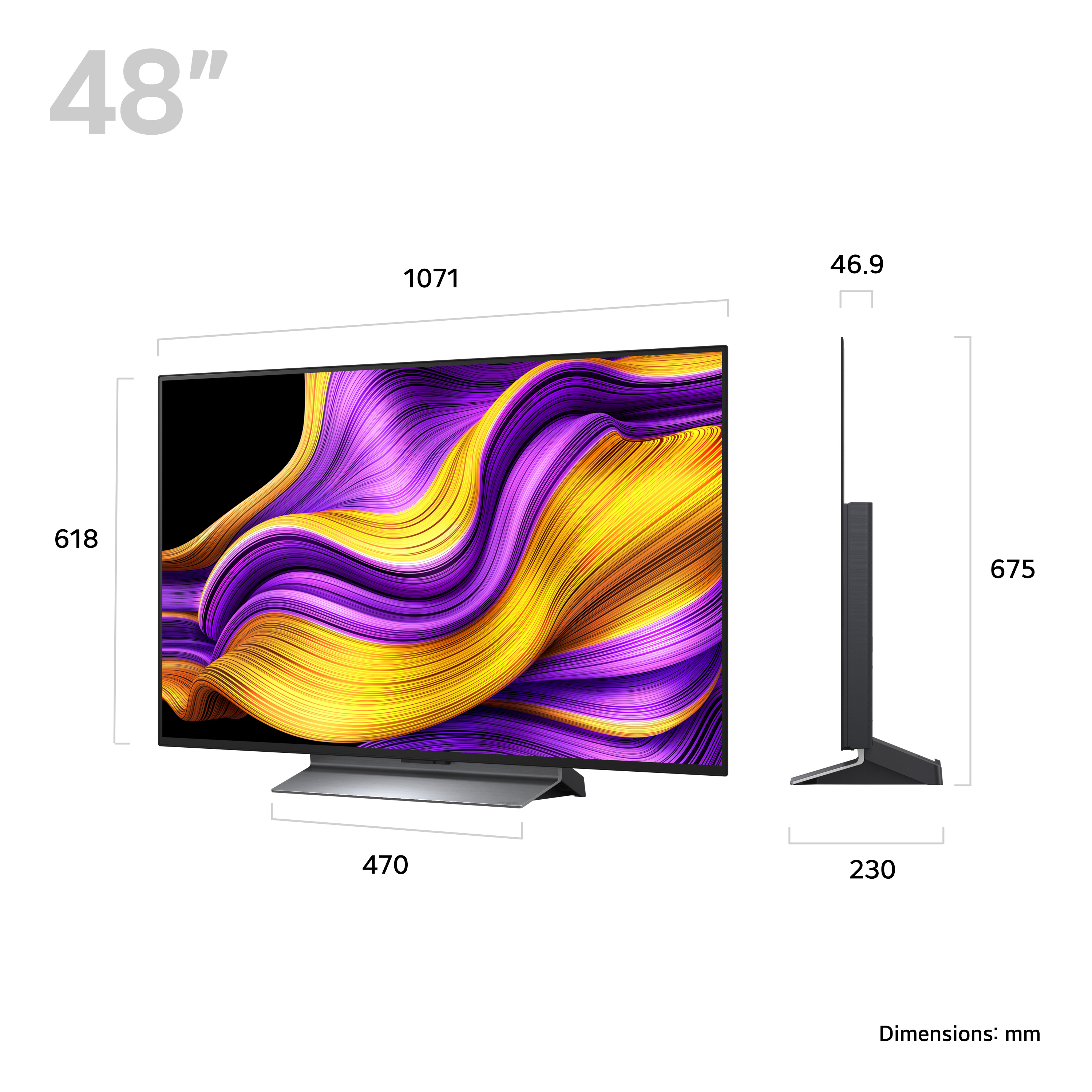 Side view of LG OLED48G56LS.AEK OLED evo AI G5 48" 4K Smart TV