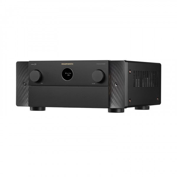 Side view of Marantz Cinema 30 Premium 11.4 Channel AV Receiver in Sleek Black
